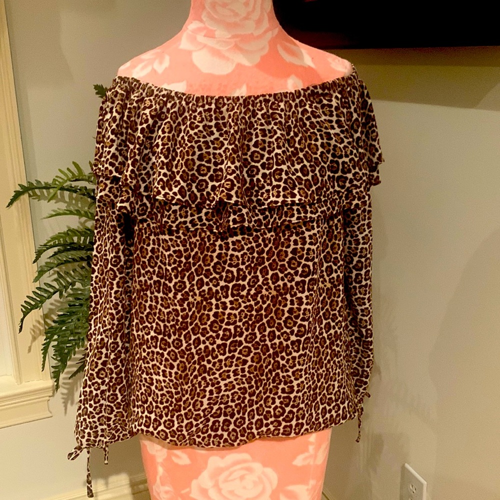 Michael Kors Leopard Peasant top